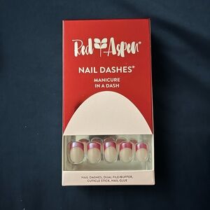 Red Aspen Nail Dashes - Red and White Press-On Nails